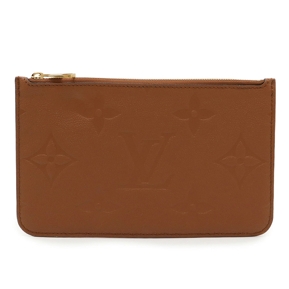 LOUIS VUITTON Monogram Empreinte Neverfull Pouch Clutch Cognac strap